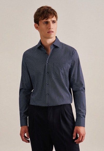 Comfort Business Shirt Print in Dark Blue |  Seidensticker Onlineshop