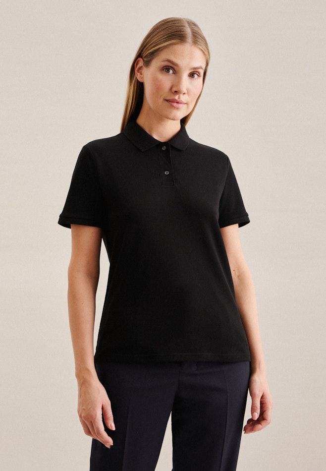 Chemise Polo Regular Manche Courte dans Noir | Boutique en ligne Seidensticker