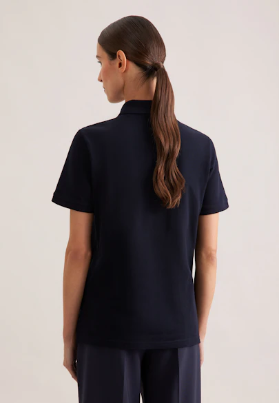 Piqué cotton polo shirt regular fit in Dark Blue |  Seidensticker Onlineshop