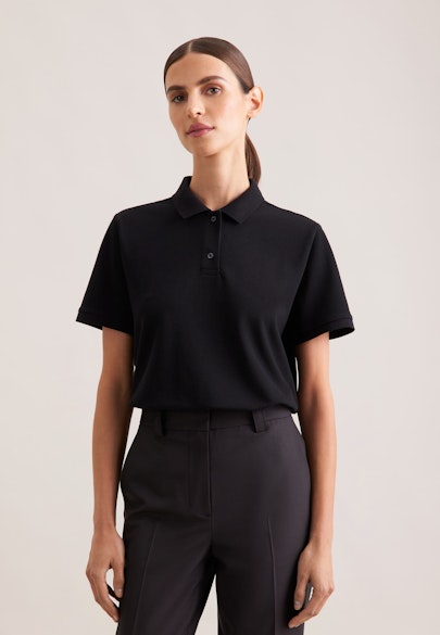 Piqué Poloshirt aus Baumwolle regular fit in Schwarz |  Seidensticker Onlineshop