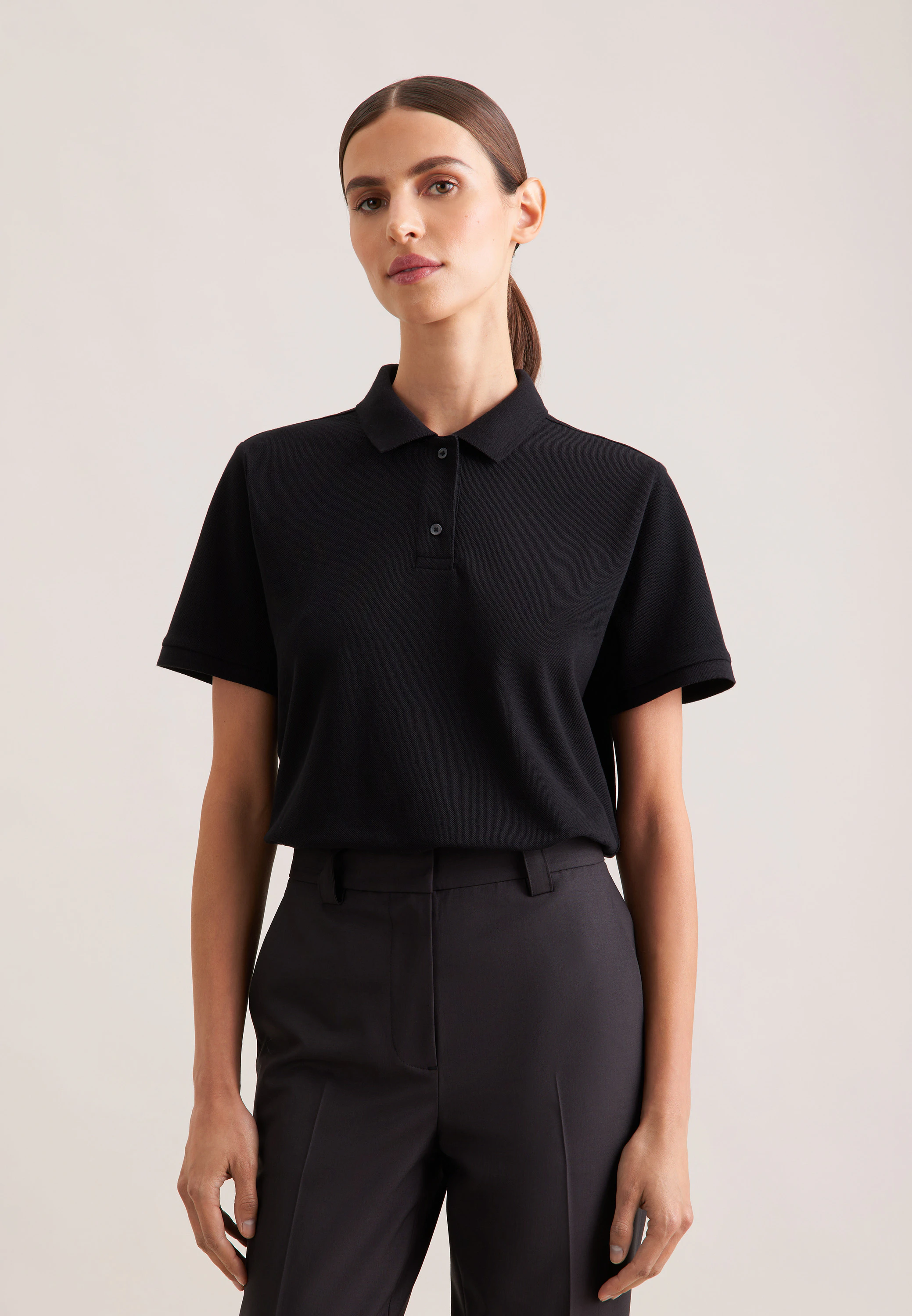 Piqué Poloshirt aus Baumwolle regular fit Schwarz