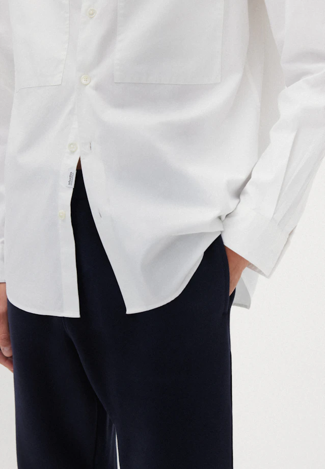 Regular Chemise décontractée Uni in Blanc |  Seidensticker Onlineshop