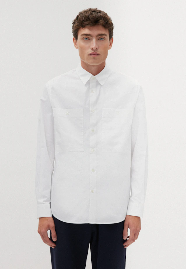 Regular Chemise décontractée Uni in Blanc |  Seidensticker Onlineshop