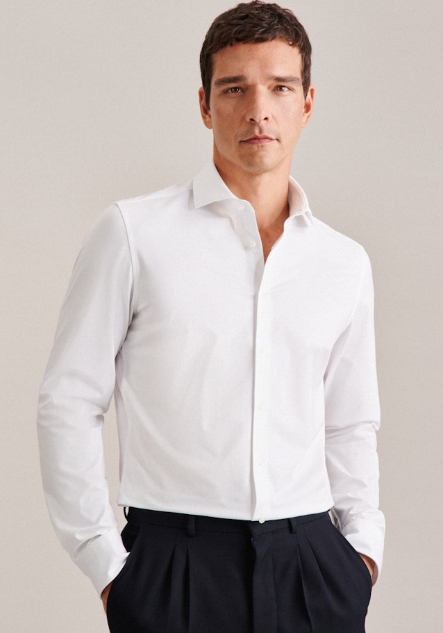Jerseyhemd Slim in Weiß | Seidensticker Onlineshop