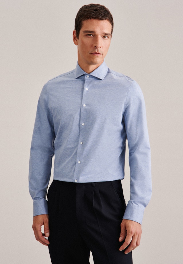 Slim Chemise en jersey Uni in Bleu Clair |  Seidensticker Onlineshop