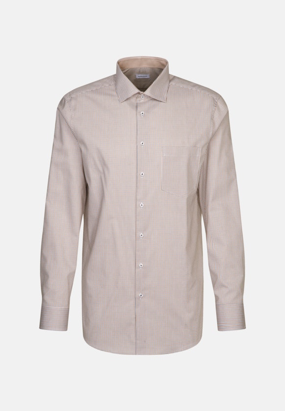 Non-iron Twill Business Shirt in Comfort with Kent-Collar in Brown |  Seidensticker Onlineshop