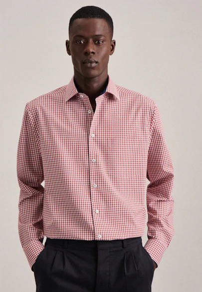 Regular Business shirt Check in Orange |  Seidensticker Onlineshop