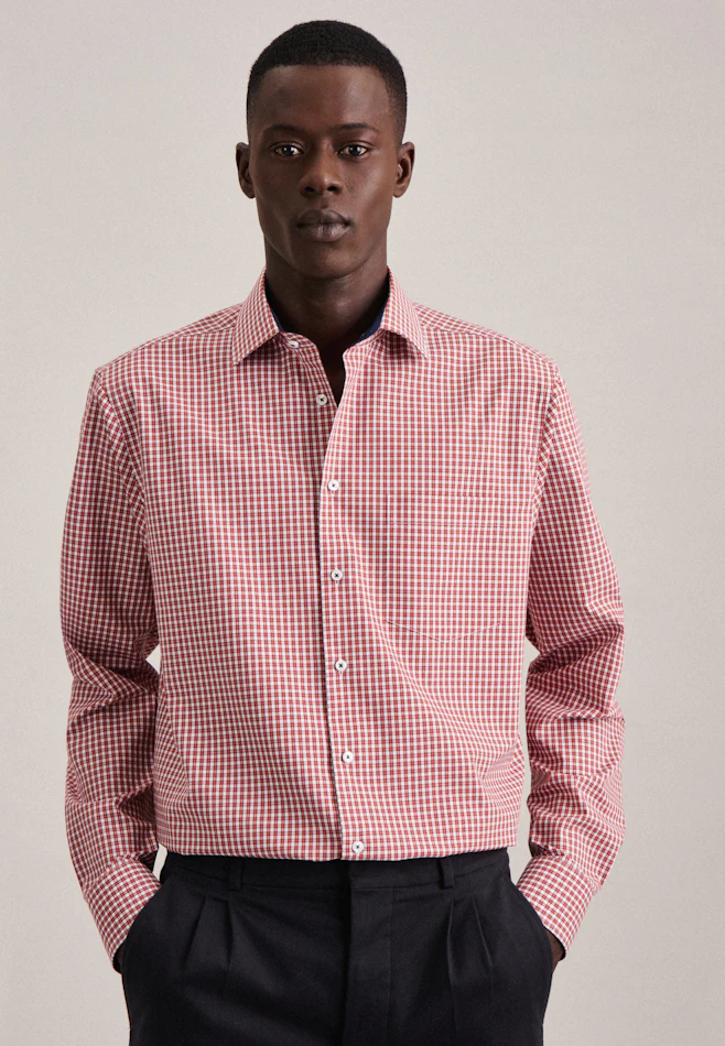 Regular Business Hemd Karo in Orange | Seidensticker Onlineshop