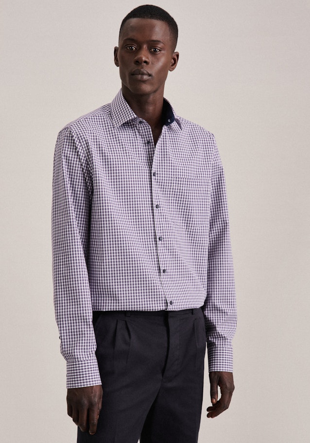 Non-iron Poplin Business Shirt in Regular with Kent-Collar in Purple | Seidensticker Onlineshop