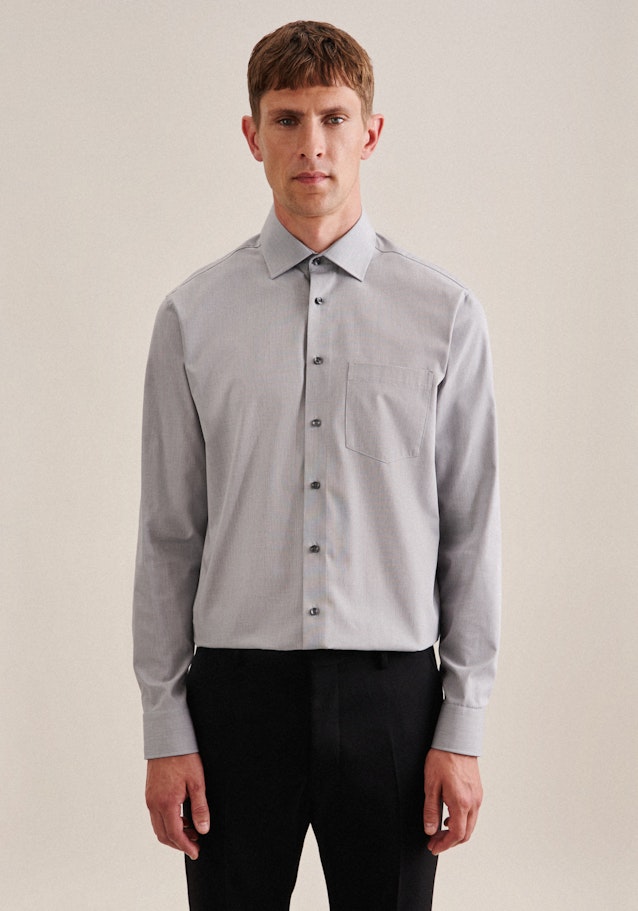 Non-iron Structure Business Shirt in Regular with Kent-Collar and extra long sleeve in Grey | Seidensticker Onlineshop