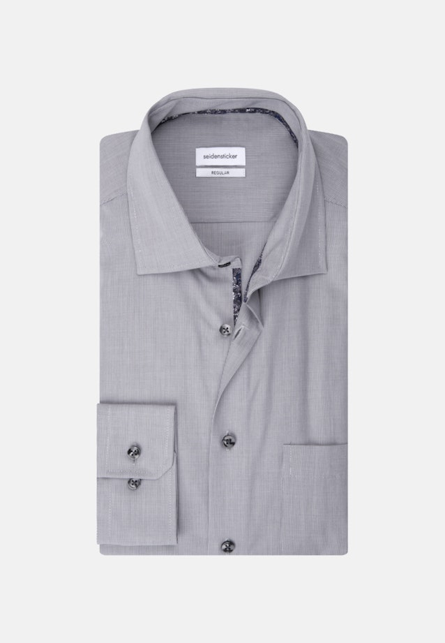 Non-iron Structure Business Shirt in Regular with Kent-Collar and extra long sleeve in Grey |  Seidensticker Onlineshop