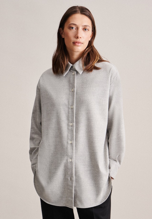 Collar Long Blouse in Grey |  Seidensticker Onlineshop