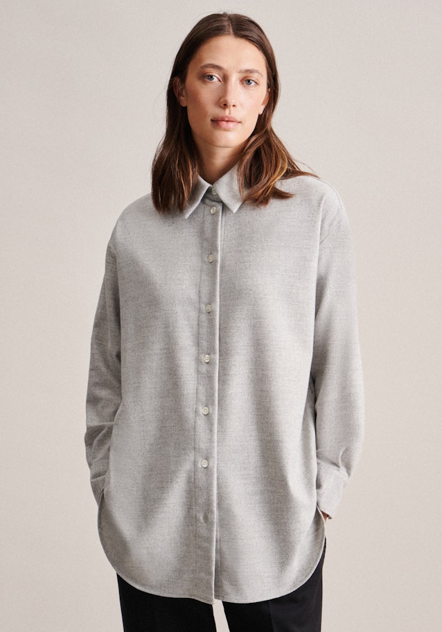 Long sleeve Flannel Long Blouse in Grey | Seidensticker Onlineshop