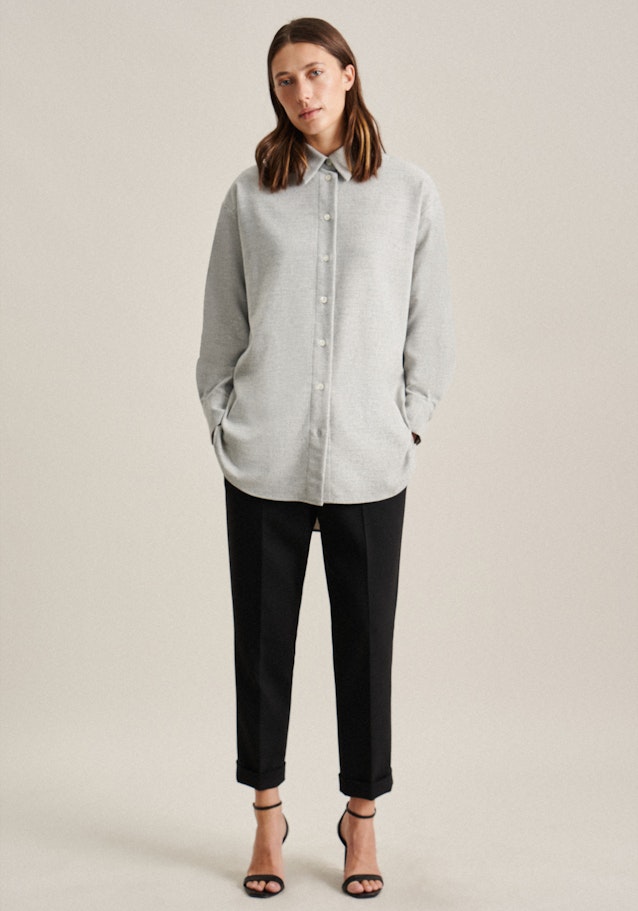 Long sleeve Flannel Long Blouse in Grey |  Seidensticker Onlineshop