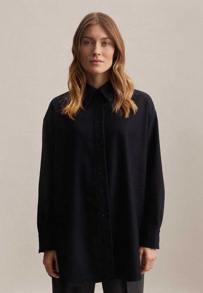 Long sleeve Flannel Long Blouse in Dark Blue | Seidensticker Onlineshop