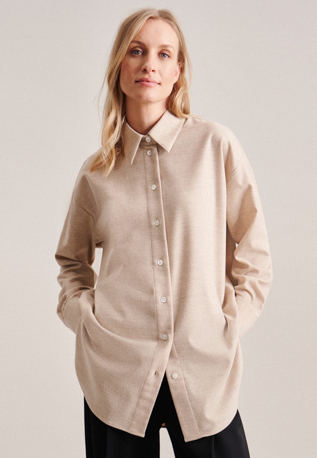 lange Arm Flanell Longblouse in Bruin |  Seidensticker Onlineshop