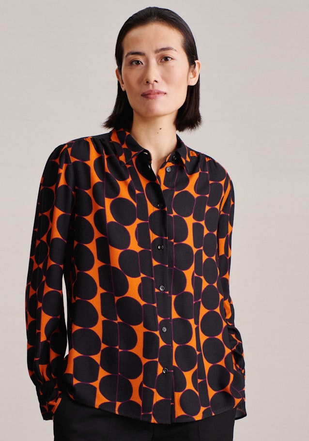 Long sleeve Crepe Shirt Blouse in Orange |  Seidensticker Onlineshop