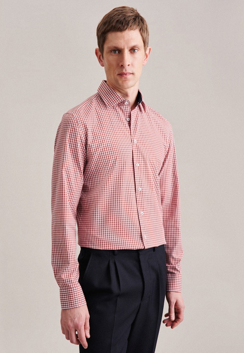 Non-iron Poplin Business Shirt in Slim with Kent-Collar