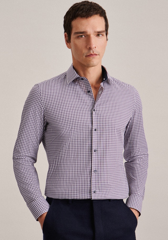 Non-iron Poplin Business Shirt in Slim with Kent-Collar in Purple | Seidensticker Onlineshop