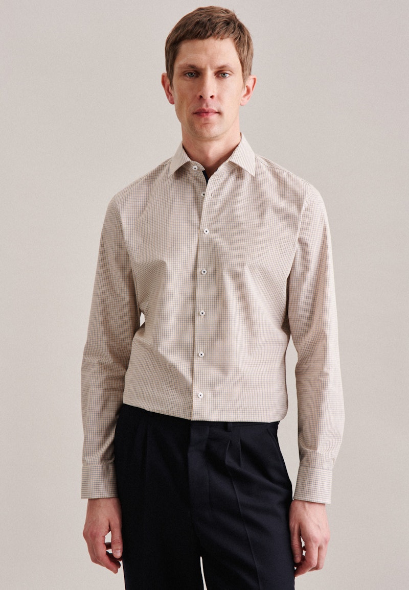 Non-iron Poplin Business Shirt in Slim with Kent-Collar