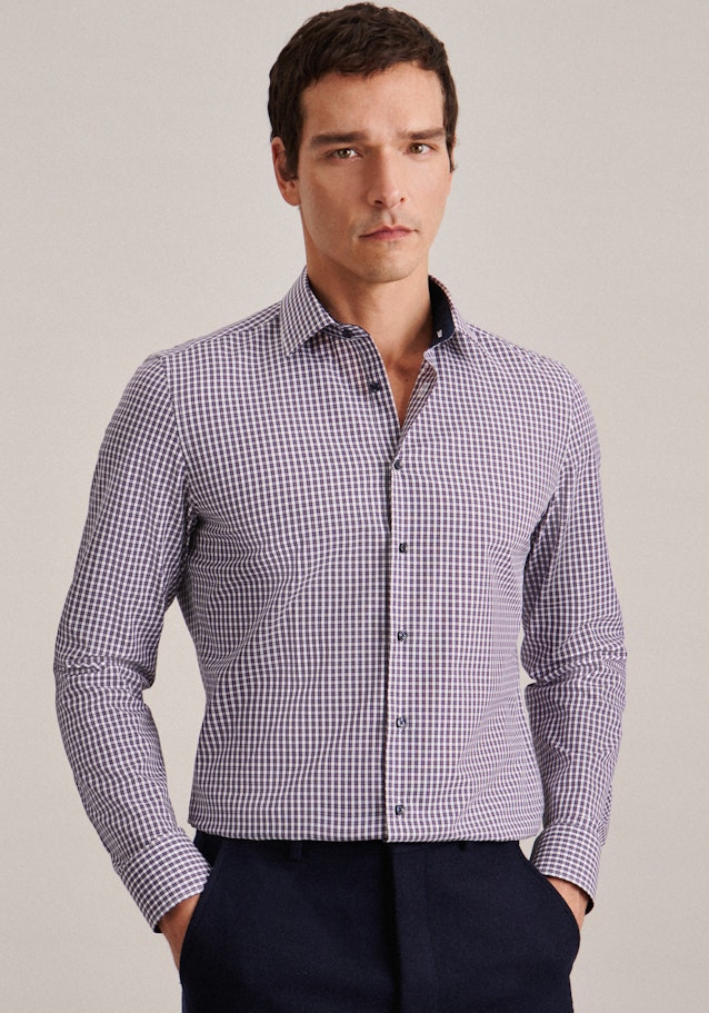 Non-iron Poplin Business Shirt in Shaped with Kent-Collar in Purple | Seidensticker Onlineshop