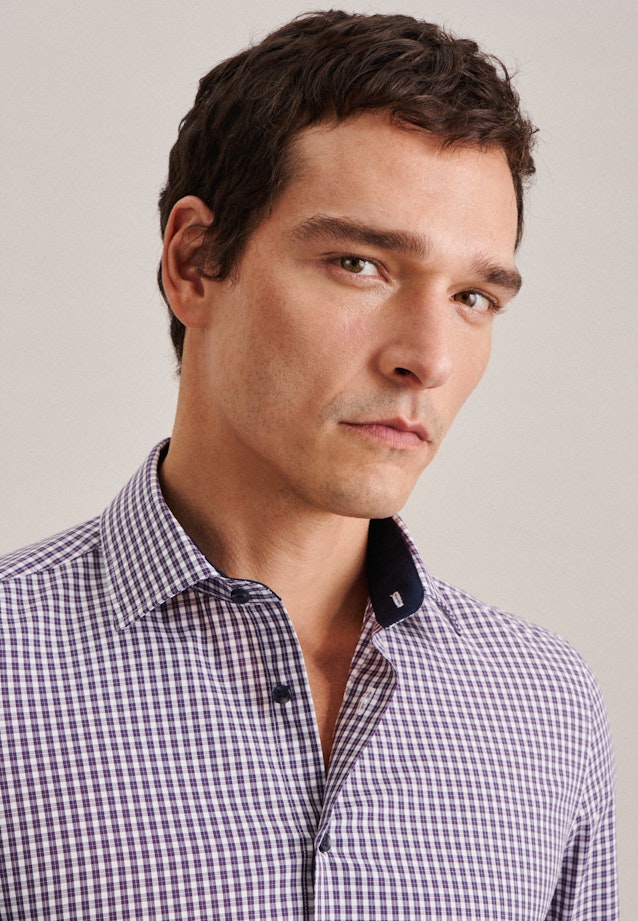 Shaped Business shirt Check in Purple |  Seidensticker Onlineshop