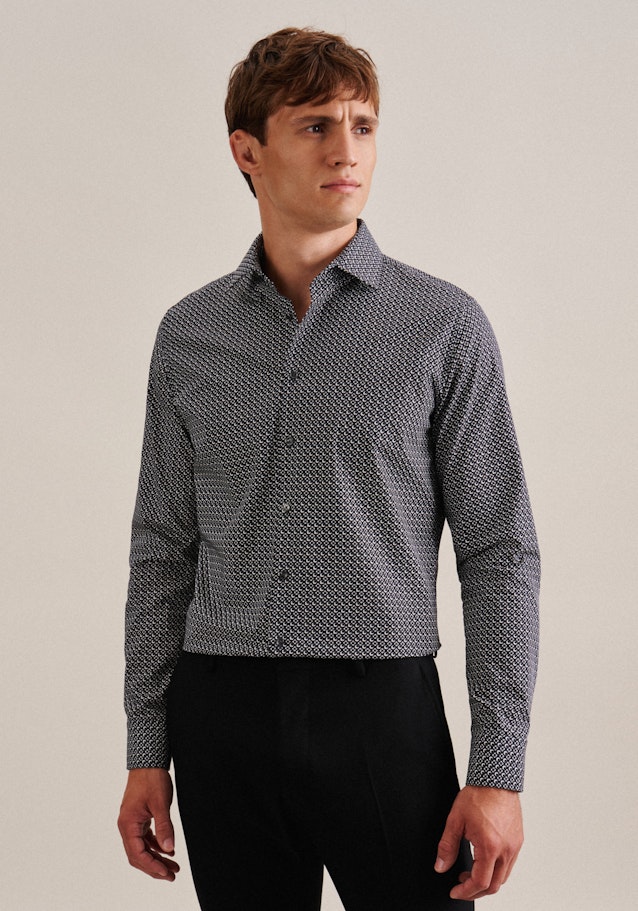 Poplin Business Shirt in Slim with Kent-Collar and extra long sleeve in Black | Seidensticker Onlineshop