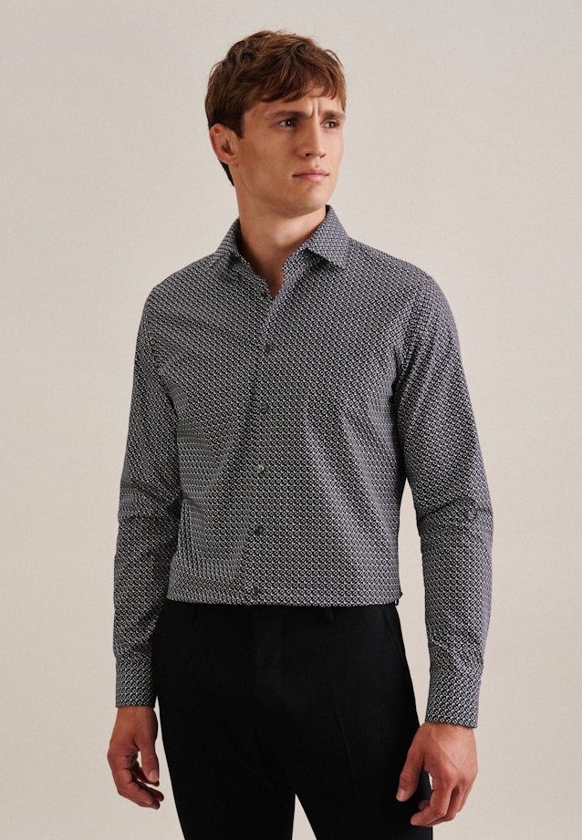 Poplin Business Shirt in Slim with Kent-Collar and extra long sleeve in Black |  Seidensticker Onlineshop