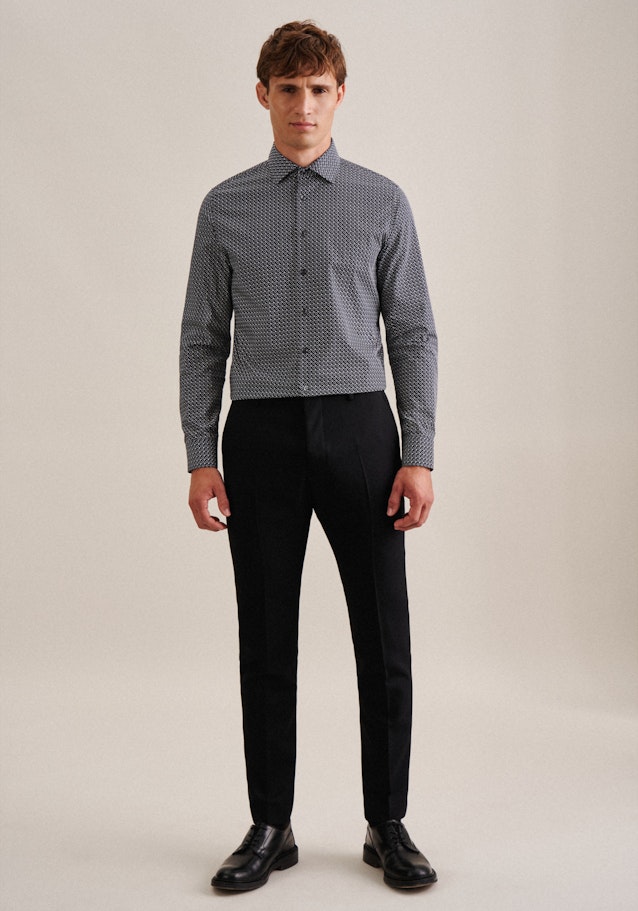 Popeline Business Hemd in Slim mit Kentkragen und extra langem Arm in Schwarz |  Seidensticker Onlineshop