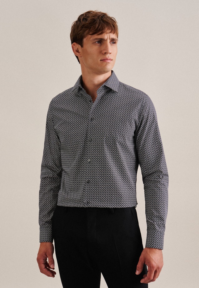 Poplin Business Shirt in Shaped with Kent-Collar and extra long sleeve in Black | Seidensticker Onlineshop