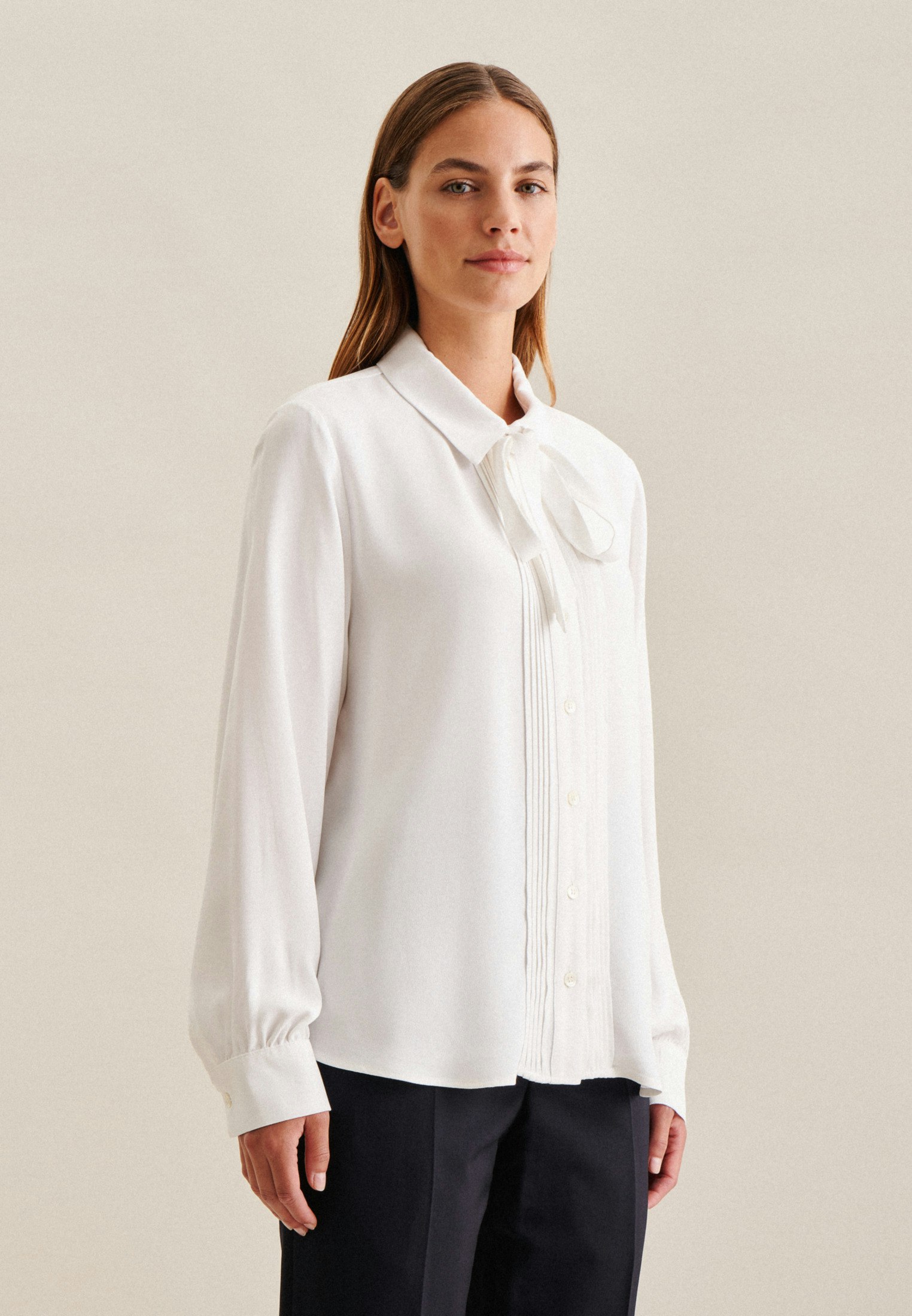 Women Crepe Shirt Blouse white | Seidensticker