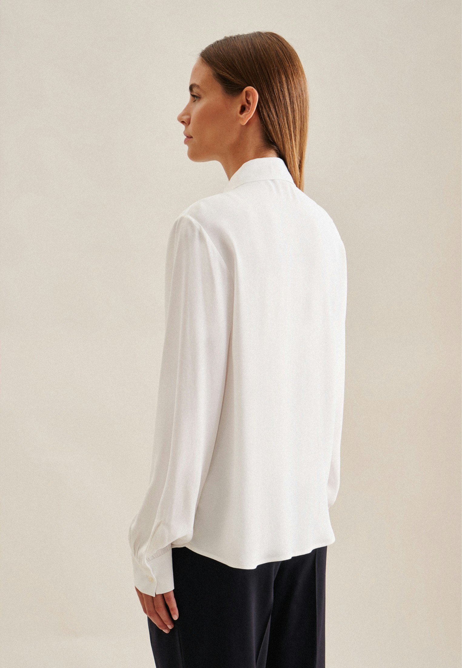 Women Crepe Shirt Blouse white | Seidensticker