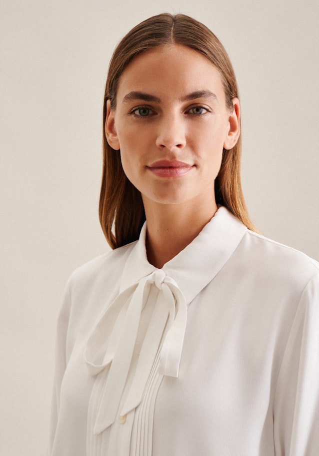 Long sleeve Crepe Shirt Blouse in White |  Seidensticker Onlineshop