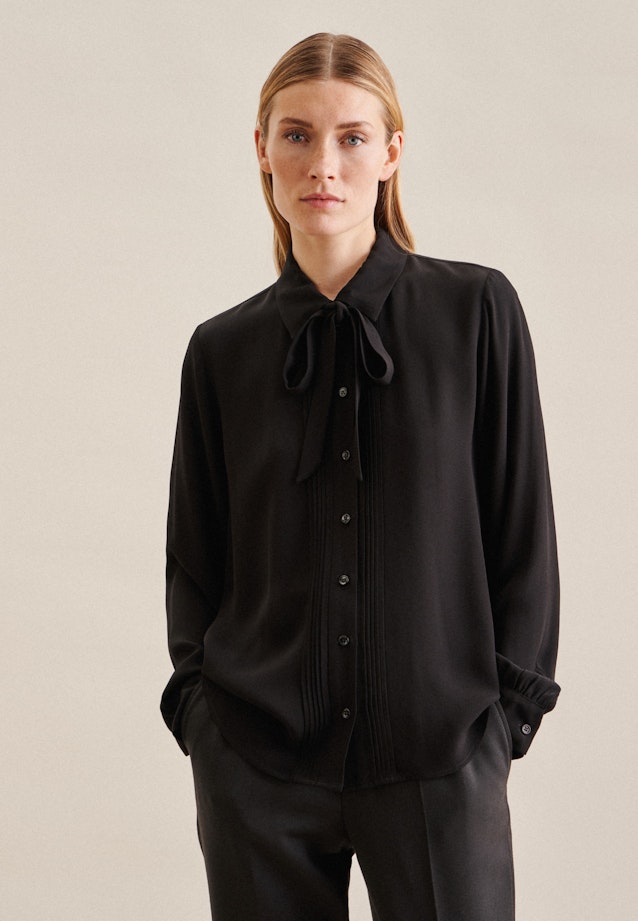 Long sleeve Crepe Shirt Blouse in Black |  Seidensticker Onlineshop