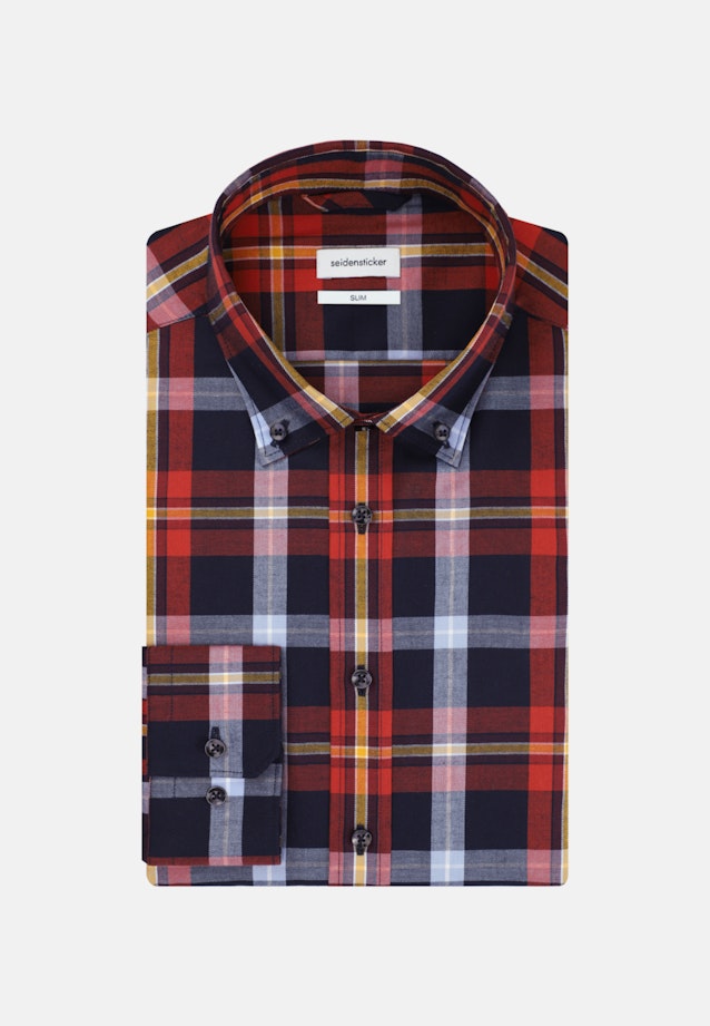 Flannel shirt in Slim with Button-Down-Collar in Orange |  Seidensticker Onlineshop