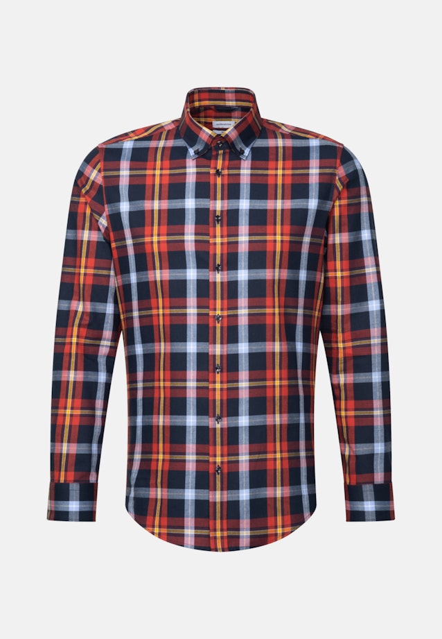 Flannel shirt in Slim with Button-Down-Collar in Orange |  Seidensticker Onlineshop