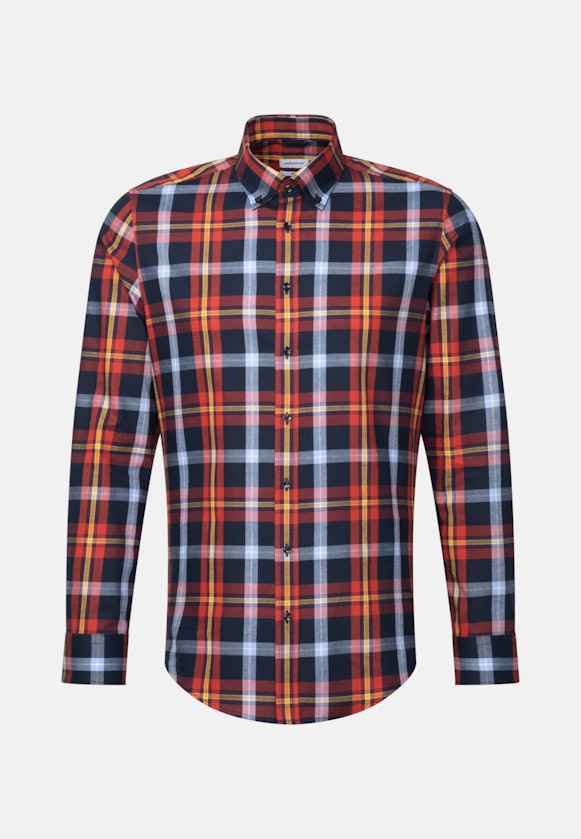 Flannel shirt in Slim with Button-Down-Collar in Orange |  Seidensticker Onlineshop