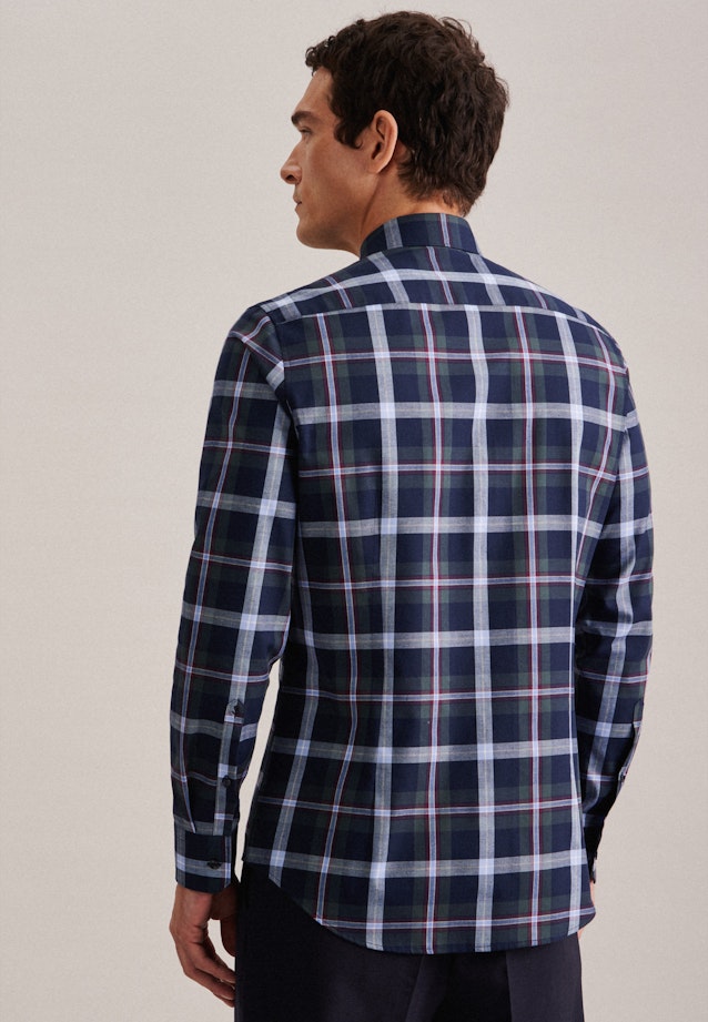 Flanellen hemd in Slim with Button-Down-Kraag in Groen | Seidensticker Onlineshop