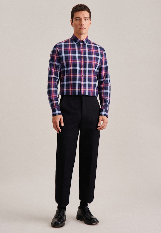 Twill Flanellhemd in Slim mit Button-Down-Kragen in Lila |  Seidensticker Onlineshop