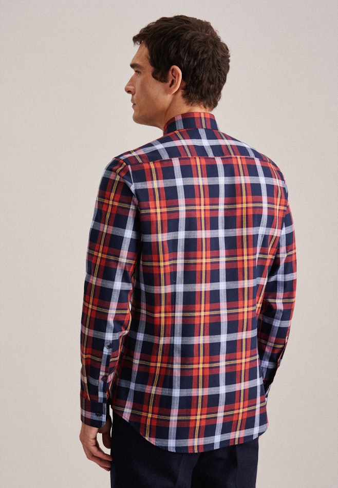 Flannel shirt in Shaped with Button-Down-Collar in Orange | Seidensticker online shop