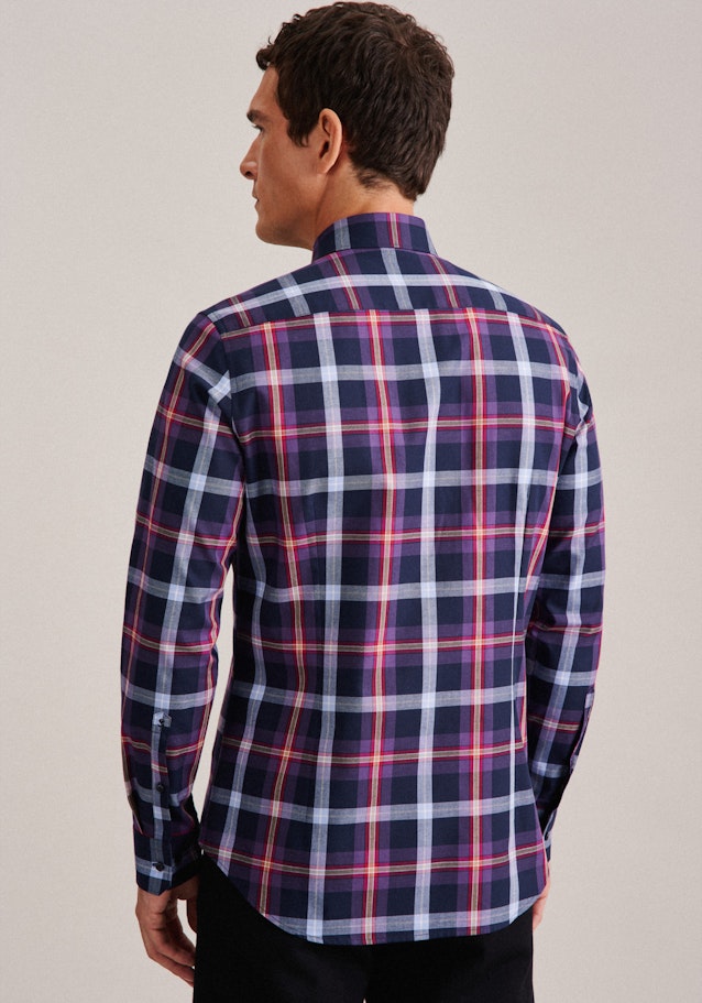 Shaped Flanellhemd Karo in Lila | Seidensticker Onlineshop