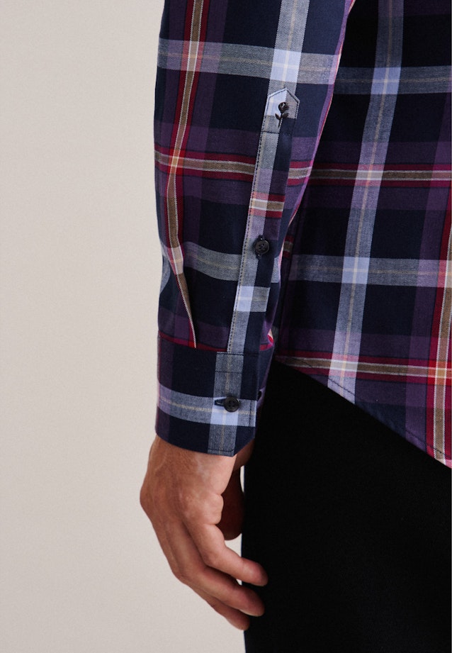 Shaped Flanellhemd Karo in Lila |  Seidensticker Onlineshop