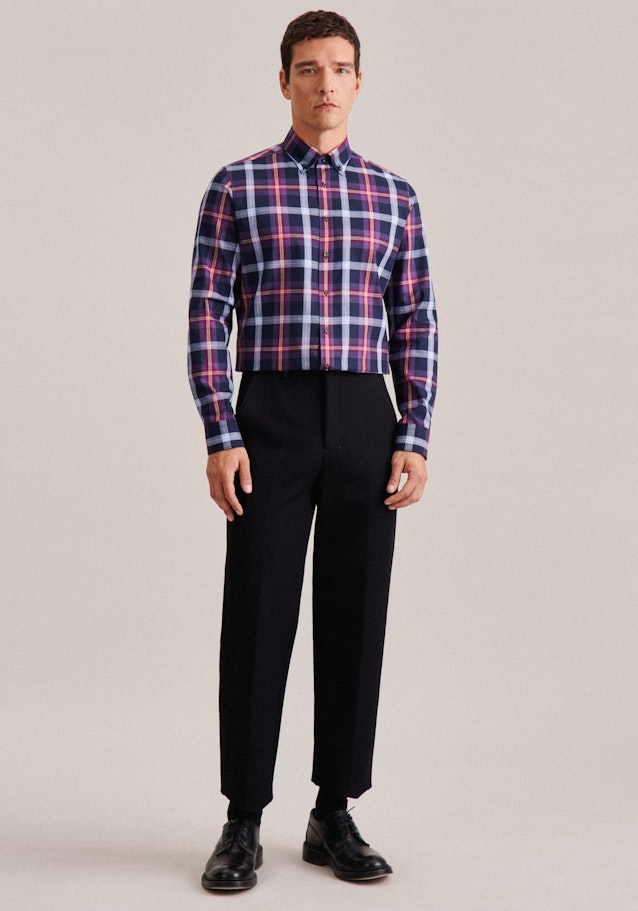 Shaped Flanellhemd Karo in Lila | Seidensticker Onlineshop