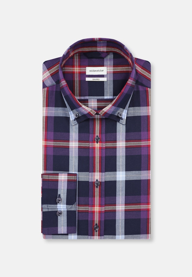 Shaped Flanellhemd Karo in Lila |  Seidensticker Onlineshop