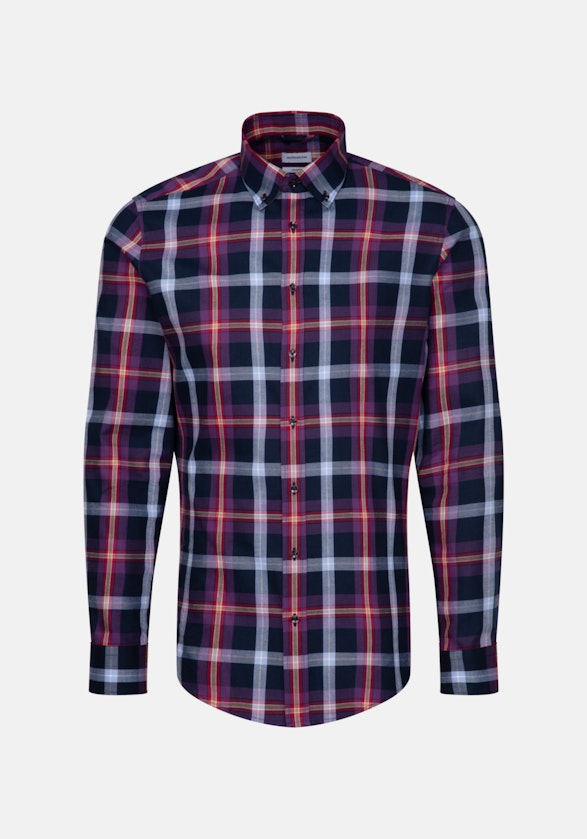 Shaped Flanellhemd Karo in Lila | Seidensticker Onlineshop
