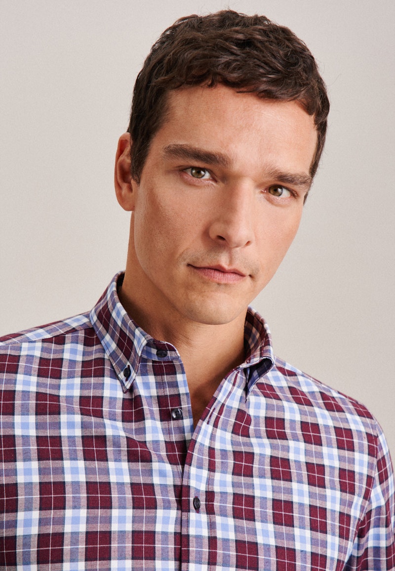 Flannel shirt in X-Slim with Button-Down-Collar