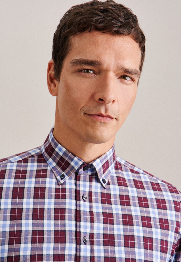 Twill Flanellhemd in X-Slim mit Button-Down-Kragen in Rot |  Seidensticker Onlineshop