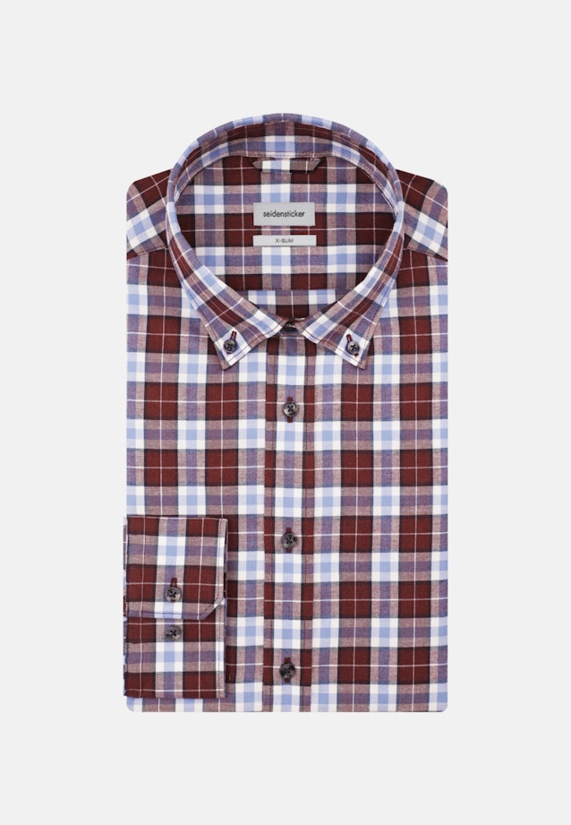 Twill Flanellhemd in X-Slim mit Button-Down-Kragen in Rot |  Seidensticker Onlineshop