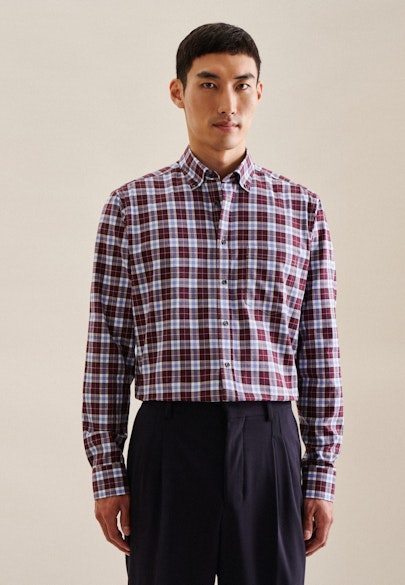 Regular Chemise en flanelle carreaux in Rouge |  Seidensticker Onlineshop