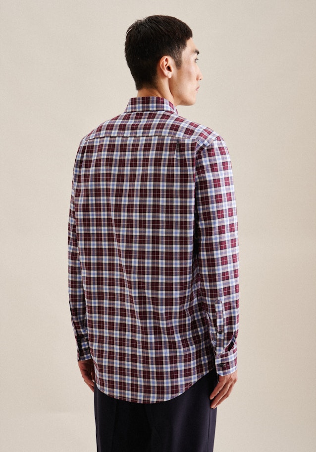 Flannel shirt in Regular with Button-Down-Collar in Red |  Seidensticker Onlineshop